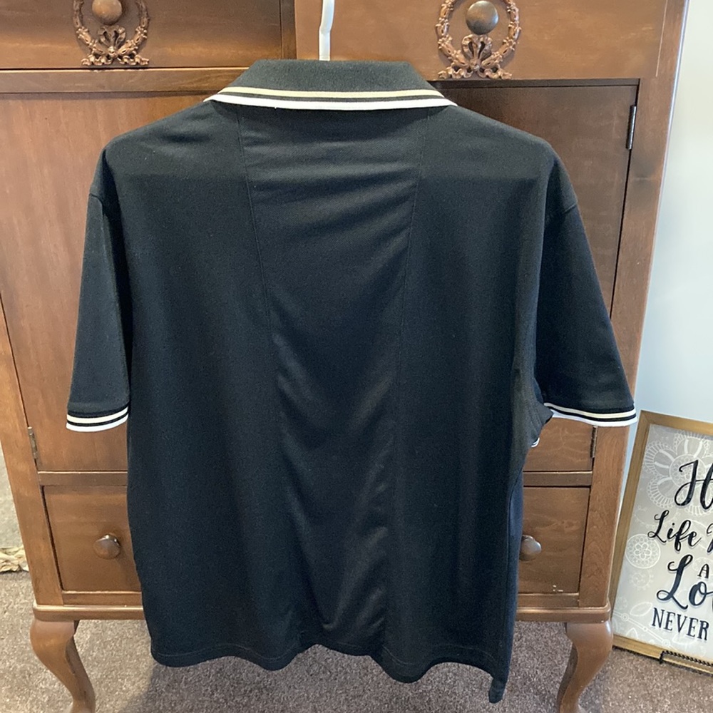 ⭐️ Host Pick ⭐️ NWOT - Haggar Mens Golf C18 Black Polo Shirt Striped Collar Sz L - Picture 6 of 11